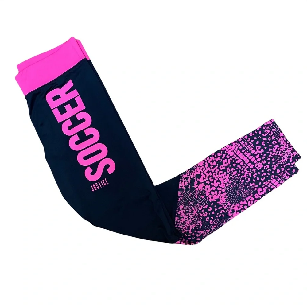 Justice Soccer Leggings Pink and Black
